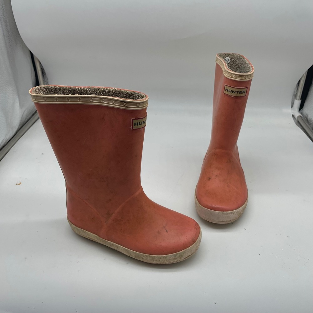 Hunter Kids First Classic Rain Boots Coral Pink Waterproof UK 10 US 11 Toddler
